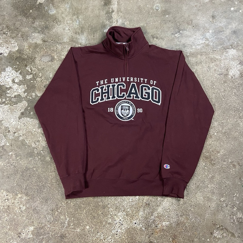 Champion University Of Chicago 1/4 Zip Size Small Red Fleece Pullover College
